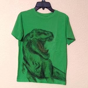 Boy's Cat and Jack Green Dinosaur T-shirt. Size Medium (8-10).
